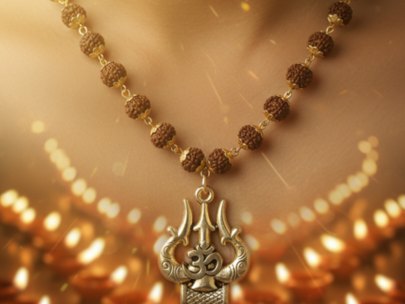 OM Shiva Trishool Rudraksha Necklace 54 Beads